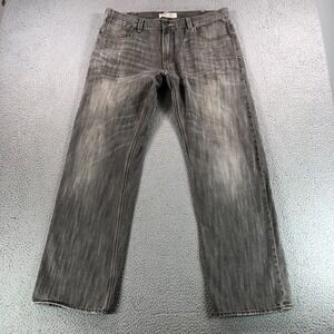 Levis Jeans Adult 38x32 Gray 514 Slim Straight Fit Flap Button Pocket Denim